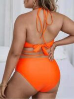 Plus Size Halter Backless Cross-Strap Bikini Set for Stylish Swimwear