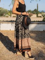 Boho Chic- Women's Ethnic Print Swing Skirt with Unique Stitching