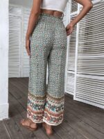 Bohemian Ethnic Print Wide Leg Pants for Women