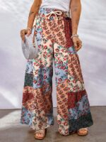 New Loose Floral Colorblock Casual Pants for Women