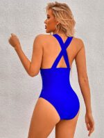 Slimming Seaside Conservative One-Piece Swimsuit in Solid Color