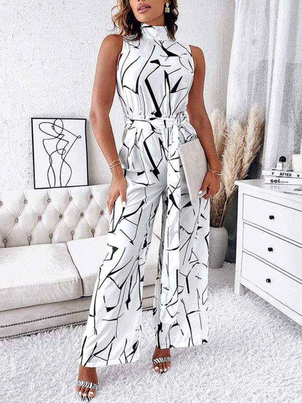 Elegant Sleeveless Abstract Print Jumpsuit for a Stylish Look