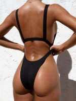 Solid Color Halter One-Piece Swimsuit for a Sexy Beach Look
