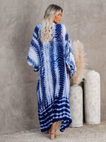Tie-Dye Graphic Print Sun Protection Cardigan Beach Cover-Up and Bikini Over Cover-Up