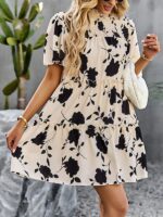Floral Fantasy- Women's Short Sleeve Dress with Casual Fashion and Vibrant Print