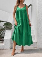 Simplicity Elegance-Strappy Round-Neck Sleeveless Dress in Minimalist Design
