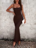 Chic Knit Wrap-Style Hip-Hugging Suspender Dress for Women