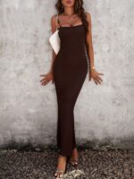 Chic Knit Wrap-Style Hip-Hugging Suspender Dress for Women