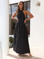Chic Off-Shoulder Halterneck Strappy Backless Maxi Dress with a Fresh and Personalized Twist