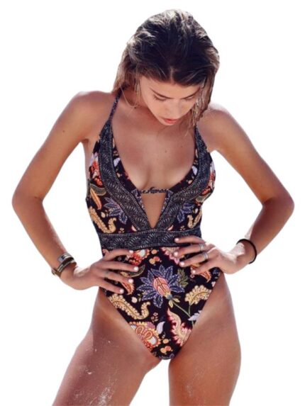 Fashionable One-Piece Swimsuit with Strappy Printed Backless and Sexy Design