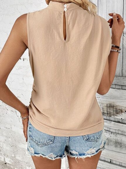 Contemporary Solid Color Mid-Collar Women's Tops