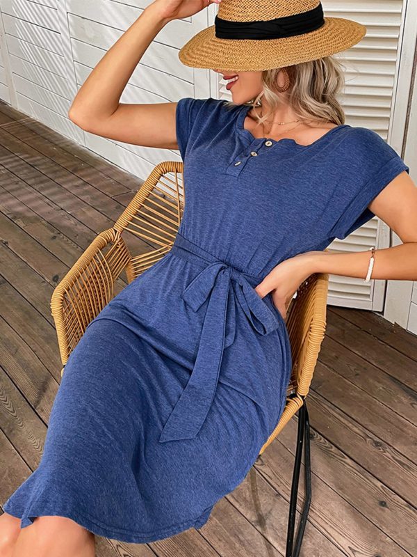 Women's Casual Short Sleeve Knitted Dress - Comfortable and Stylish