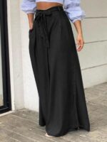 Strappy High-Waisted Denim Maxi Skirt - Casual and Stylish Plus-Size Elegance