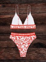 Vibrant Sunset- New Orange Printed Split Swimsuit for Beach Chic