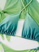 Mesh Shawl Three-Piece Bikini-New High Waist Split Swimsuit Set
