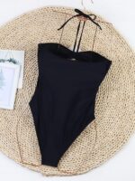 High Waist Halter Bikini with Three-Dimensional Flower Detail for a Sexy Beach Look