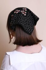 Dot and Floral Border Bandana Scarf- Elevate Your Style with Delicate Patterns