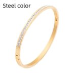 Diamond-Opening Single-Row Stainless Steel Bracelet- Sleek and Sophisticated Style