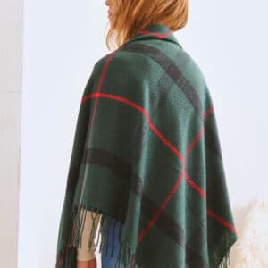 Trendy Plaid Square Fringe Shawl Scarf- Elevate Your Style with Versatile Elegance