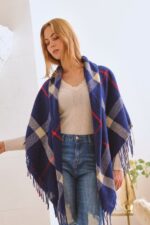 Trendy Plaid Square Fringe Shawl Scarf- Elevate Your Style with Versatile Elegance