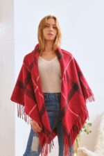 Trendy Plaid Square Fringe Shawl Scarf- Elevate Your Style with Versatile Elegance