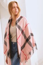 Trendy Plaid Square Fringe Shawl Scarf- Elevate Your Style with Versatile Elegance