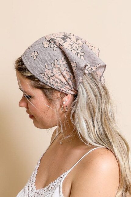 Bohemian Floral Lace Headscarf- Embrace Boho Chic with Delicate Elegance