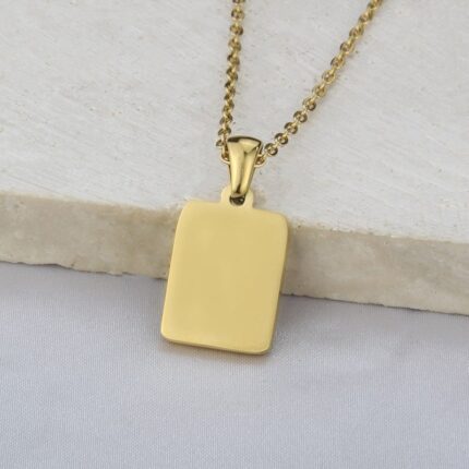 Stainless Steel Square Shell Zodiac Necklace- Unique Symbolism in Sleek Design