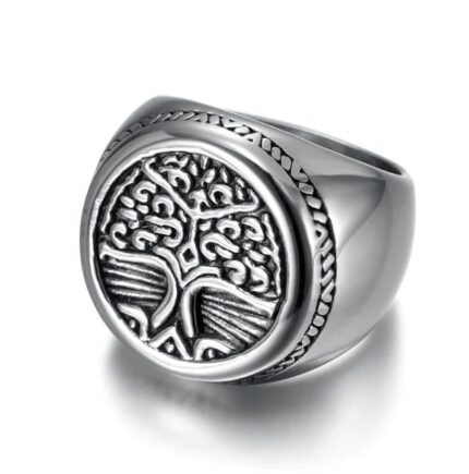 Crafted Stainless Steel Celtic Tree of Life Circular Ring- Symbolize Connection and Renewal with Handcrafted Elegance