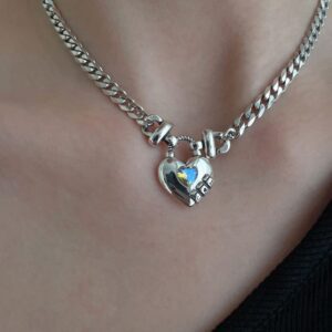 S925 Sterling Silver Zircon Heart Sweater Necklace- Elegant Heart-Shaped Sparkle for Every Occasion