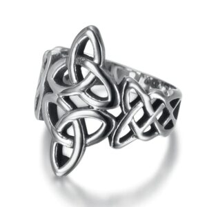 Handcrafted Stainless Steel Triquetra and Celtic Knot Ring- Symbolic Craftsmanship Inspired by Tradition