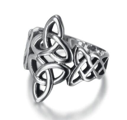 Handcrafted Stainless Steel Triquetra and Celtic Knot Ring- Symbolic Craftsmanship Inspired by Tradition