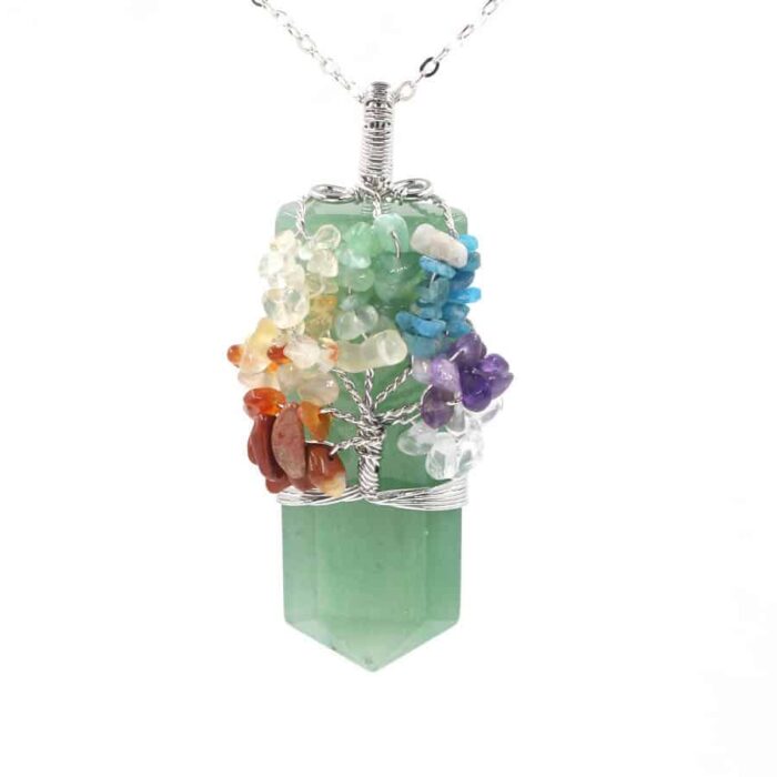 Crystal Column Tree of Life Pendant Necklace- Symbolize Growth and Elegance with Sparkling Crystals