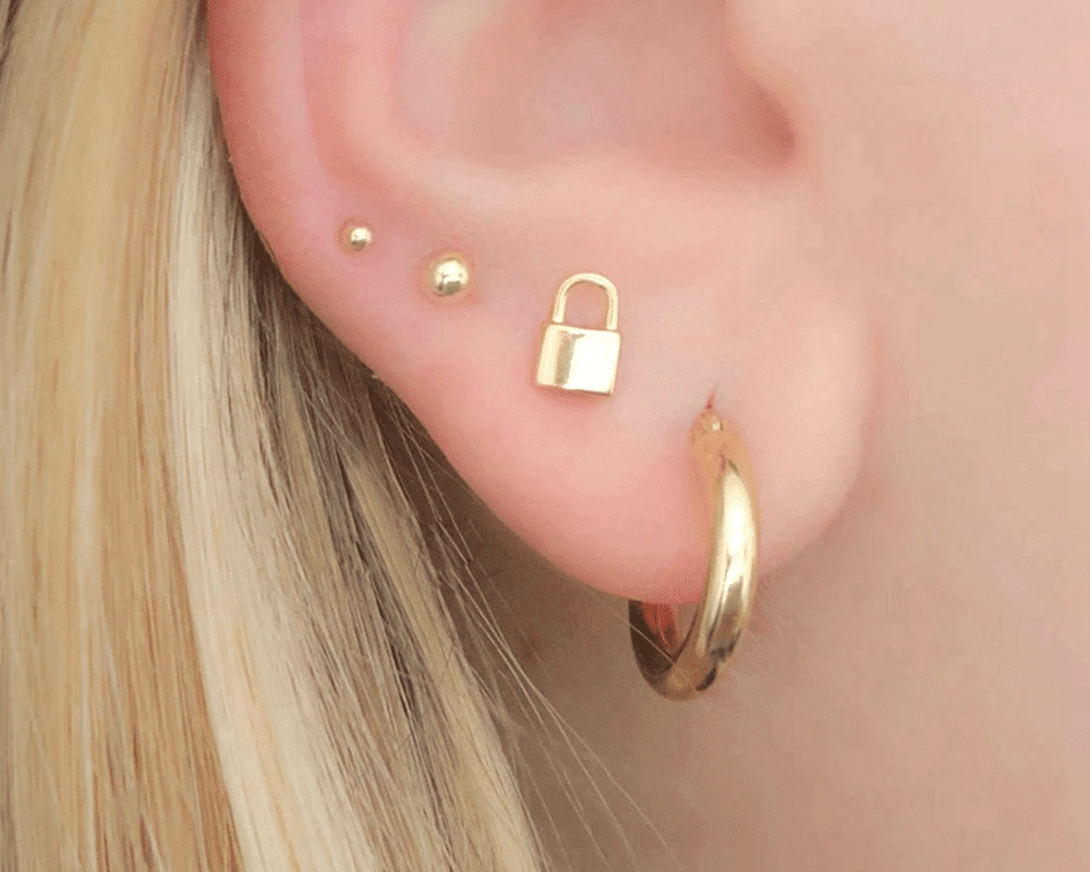 Fashionable Punk Lock & Key Pendant Hoop Earrings in 925 Sterling Silver - Stylish Couple Jewelry Gifts for Women