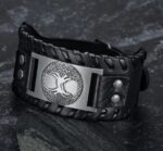 Metal Celtic Tree of Life Leather Buckle Arm Cuff: Handcrafted Symbolism Woven in Style