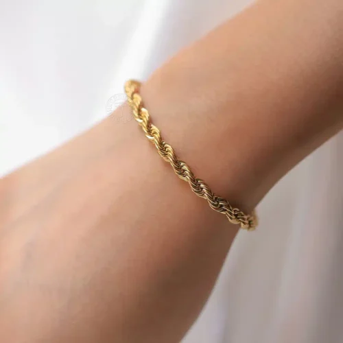 Stainless Steel Bangles-Twisted Rope Chain Bracelets