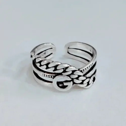 Stylish 925 Sterling Silver Letter Rings – Retro Punk Chain Design for Women & Girls, Lucky Gift Jewelry