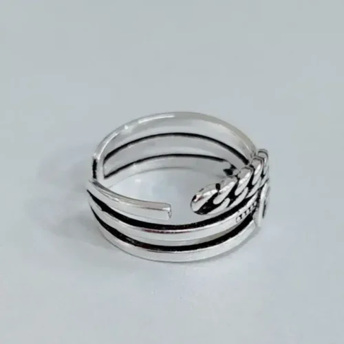 Stylish 925 Sterling Silver Letter Rings – Retro Punk Chain Design for Women & Girls, Lucky Gift Jewelry