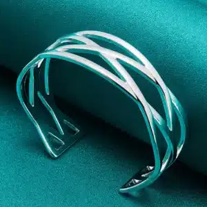 Elegant Adjustable 925 Sterling Silver Interwoven Bangle Bracelet – Versatile & Stylish Accessory for Any Occasion