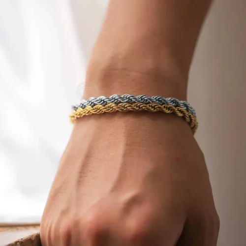 Stainless Steel Bangles-Twisted Rope Chain Bracelets