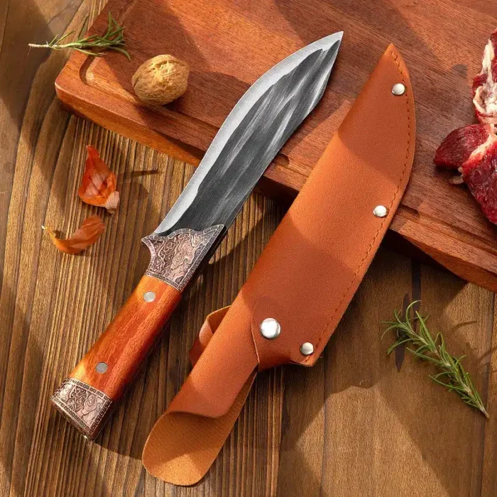 Professional Stainless Steel Kitchen Knife Set- Boning Knife, Meat Cutter, and Butcher’s Grill Knife – Non-Slip Handle with Protective Covers Included