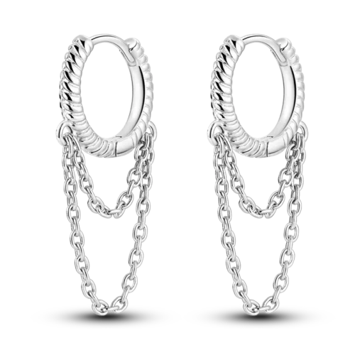 Genuine 925 Sterling Silver Love Feather Hoop Earrings – Compatible with Original Charms | Elegant Stud Jewelry Gifts for Women & Girls