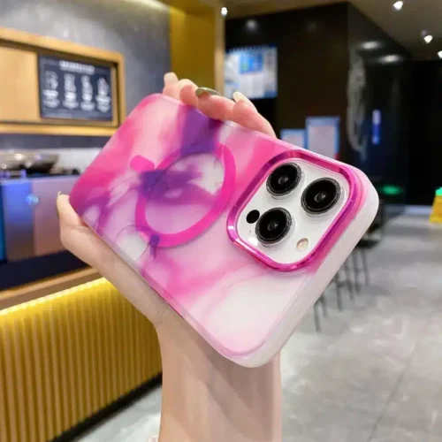 Dazzling Colors Pattern Magsafe Wireless Charging Phone Case: Luxury Protection for iPhone 11, 12, 13, 14, and 15 Pro Max Plus