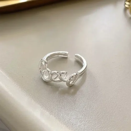 Stylish 925 Sterling Silver Letter Rings – Retro Punk Chain Design for Women & Girls, Lucky Gift Jewelry
