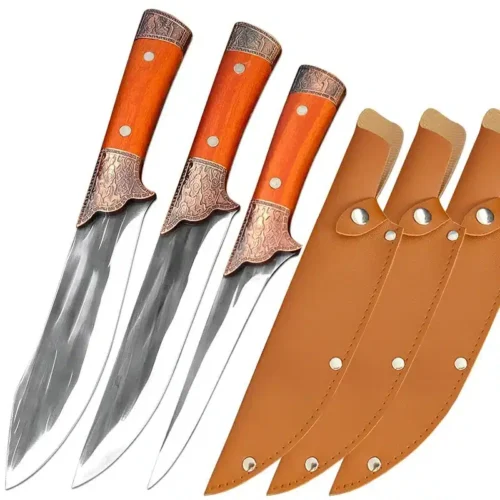 Professional Stainless Steel Kitchen Knife Set - Boning, Meat Cutter, & Grill Knife with Non-Slip Handle