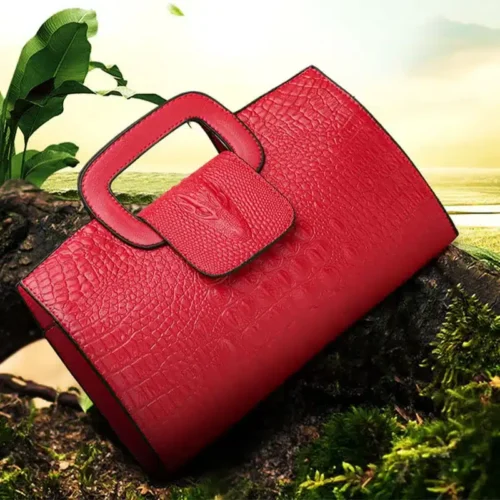 Luxury Alligator Pattern Clutch - Elegant Small Leather Shoulder or Top-Handheld Bag