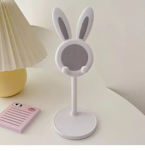 Add a Touch of Cuteness to Your Desk with this Adjustable Pink Rabbit Cartoon Phone Holder – Perfect for iPhone 13, 14, Samsung, and More!