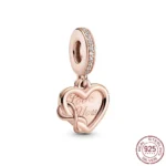 New Rose Gold Flower Charm Beads in 925 Sterling Silver - Elegant Jewelry Accents for Personalized Bracelets & Necklaces