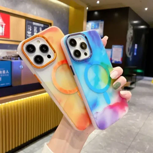 Dazzling Colors Pattern Magsafe Wireless Charging Phone Case: Luxury Protection for iPhone 11, 12, 13, 14, and 15 Pro Max Plus