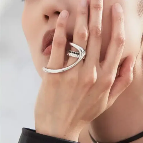 Bold Vintage Punk Zircon Ring – 925 Sterling Silver Hip Hop Jewelry Gift for Women & Girls